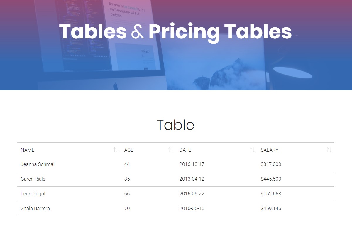 Tables HTML Template