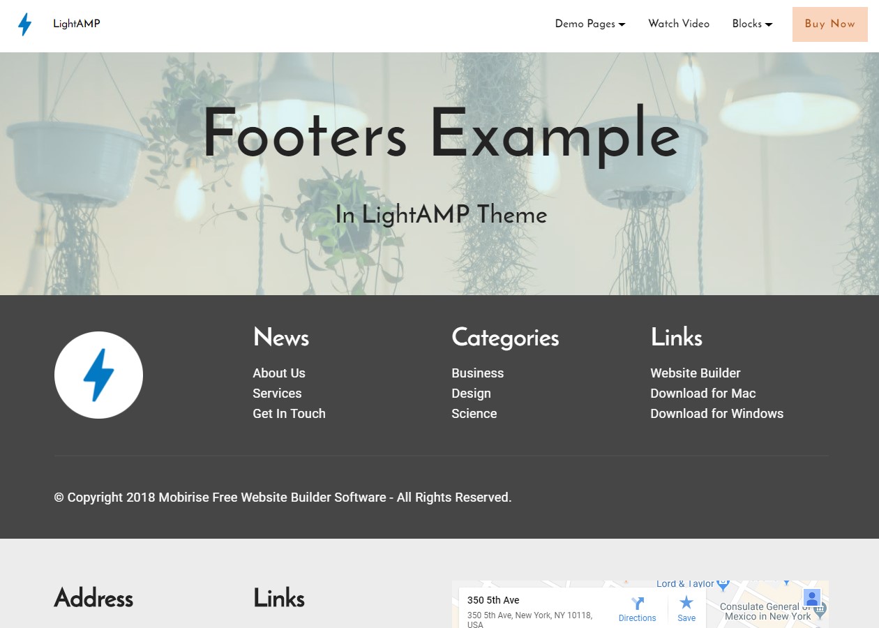 LightAMP HTML Footer Template