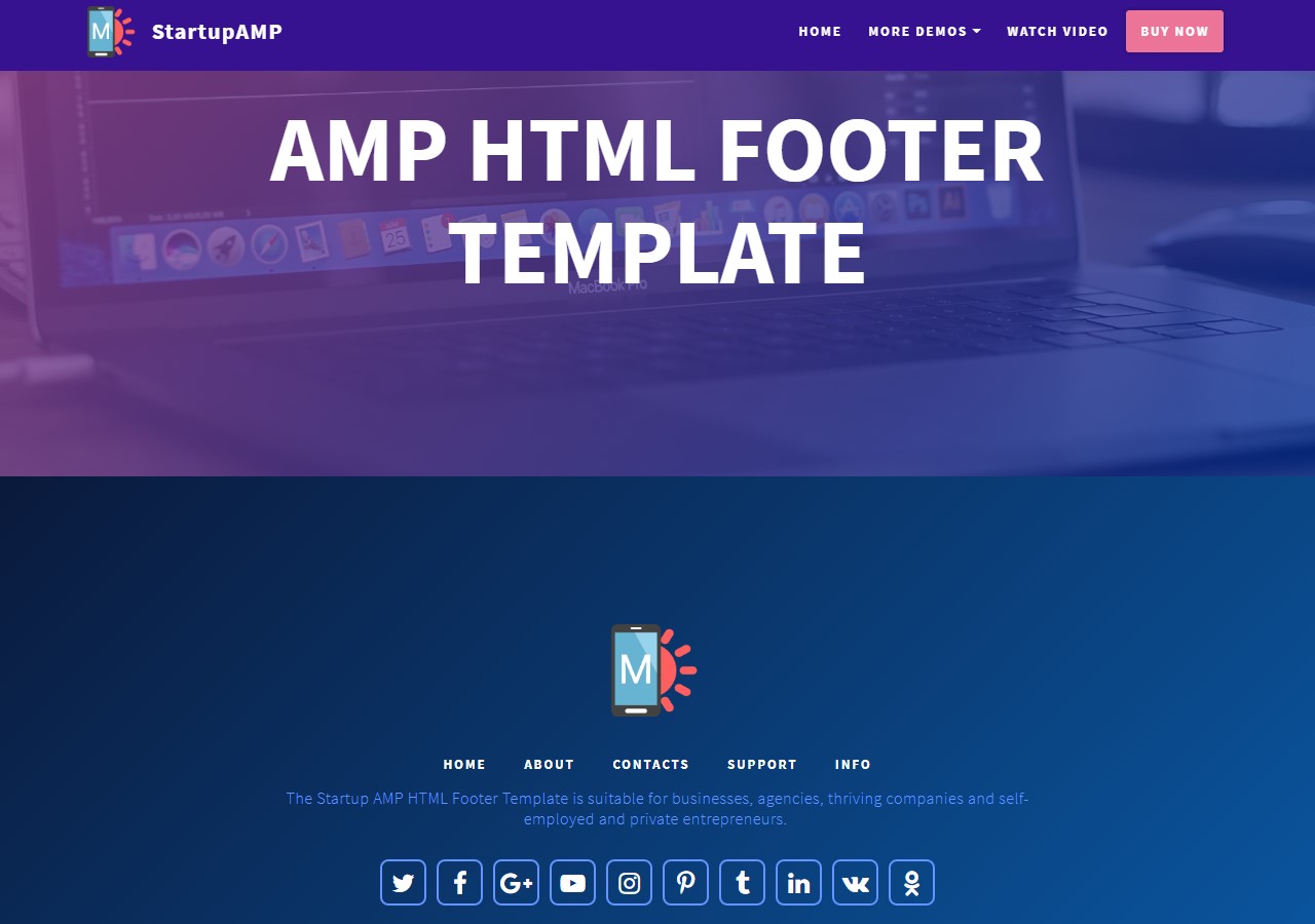 Startup AMP HTML Footer Template