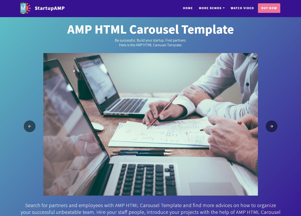Startup AMP HTML Sliders