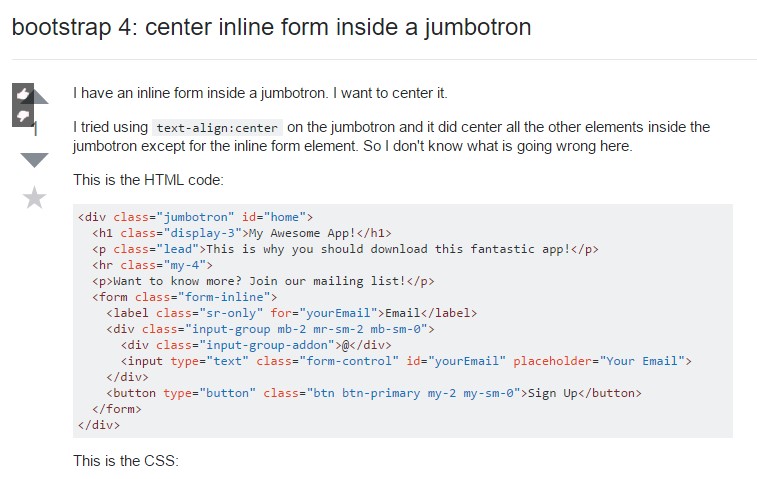 Bootstrap 4: center inline form  within a jumbotron