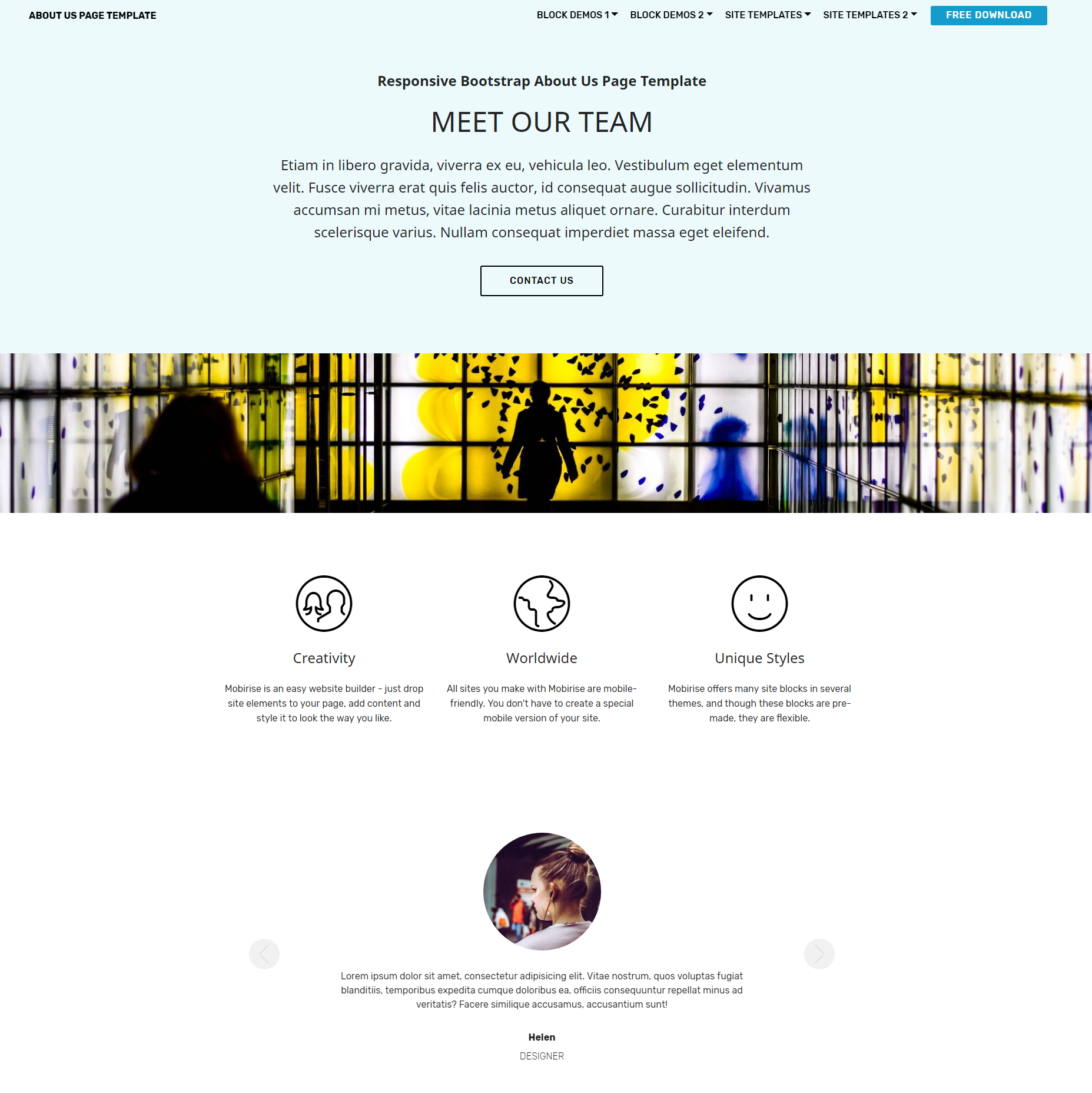 Free Bootstrap About Us Templates