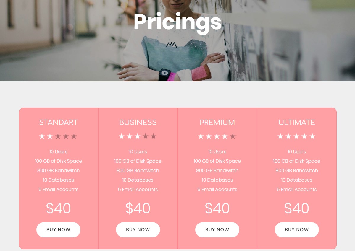 Pricing Table HTML Template