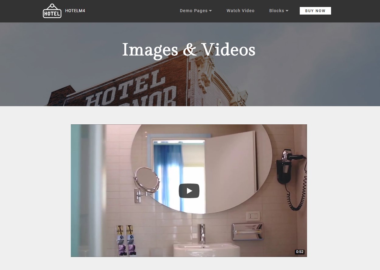 Images and Videos Theme for Hotel Website