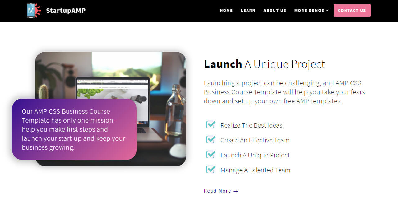 AMP CSS Business Course Template