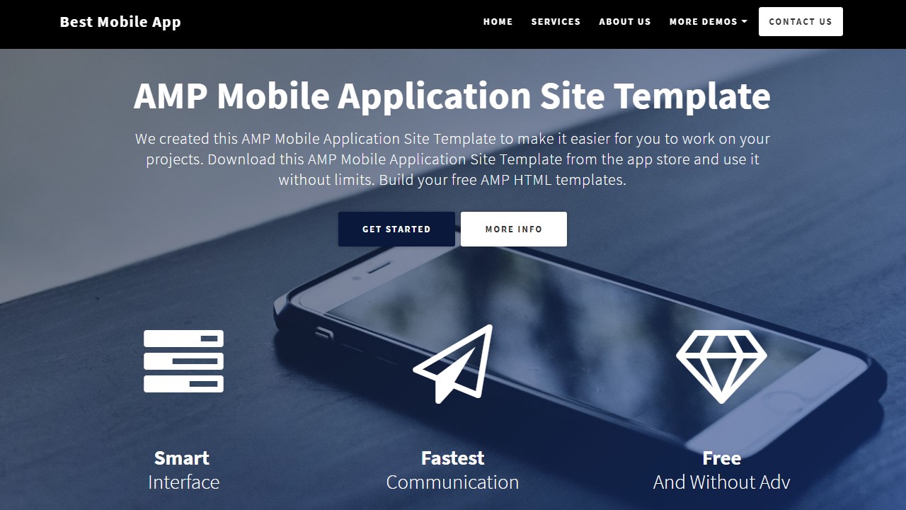 AMP HTML Mobile App Template